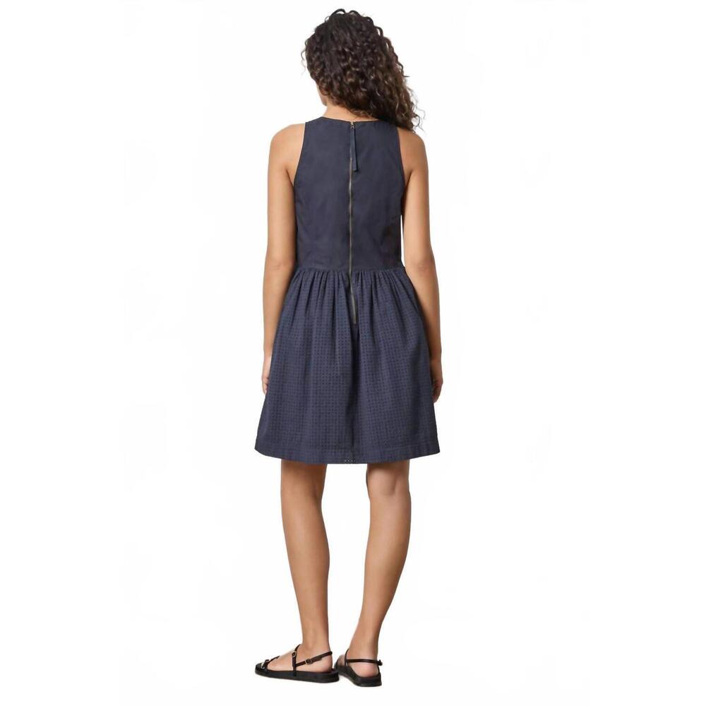 NEW LILLA P eyelet high neck mini dress in navy - Picture 3 of 6